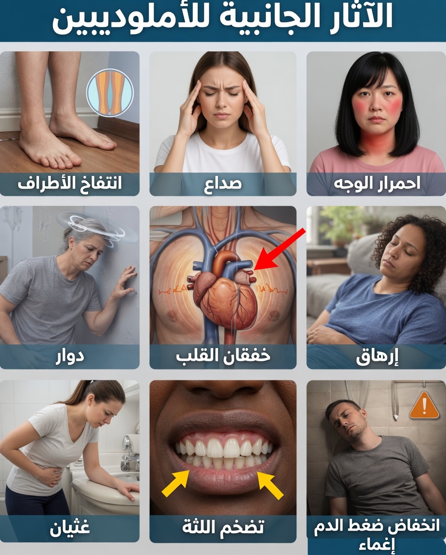 أكثر 12 آثار جانبية شيوعًا للأملوديبين التي يحتاج كل مريض إلى معرفتها