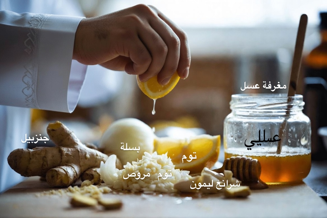 هل جرّبت هذا المزيج البسيط من المطبخ المكوّن من الزنجبيل المبشور والبصل والثوم وعصير الليمون والعسل؟