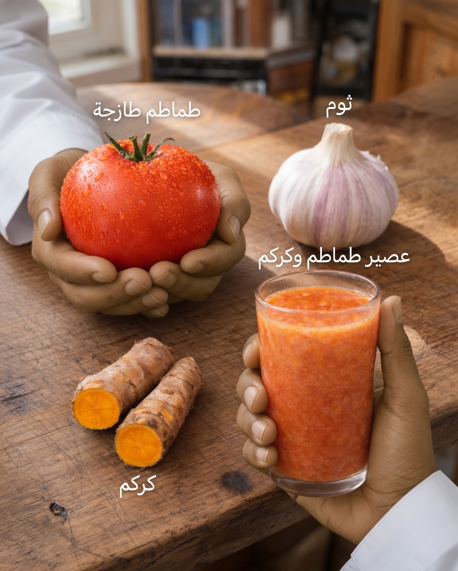 وصفة بسيطة لمشروب الطماطم والثوم والكركم لصحة الرجال فوق سن الأربعين