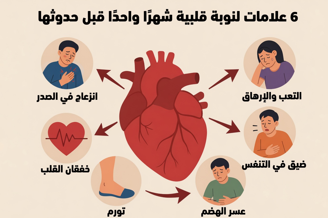 ما هي العلامات التسع المحتملة التي قد يُظهرها جسمك قبل شهر من الإصابة بنوبة قلبية؟
