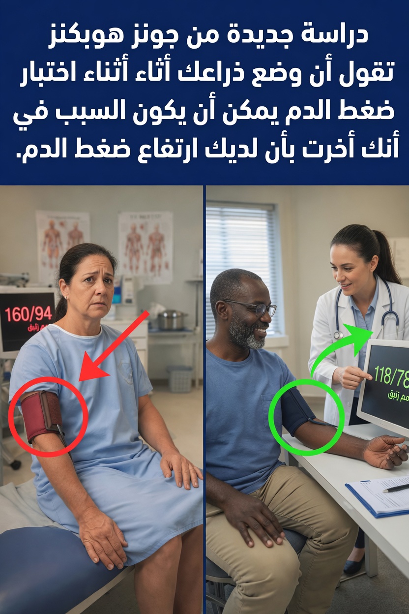 دراسة جديدة من جونز هوبكنز تكشف كيف يمكن لوضعية ذراعك أثناء قياس ضغط الدم أن تؤثر في الأرقام التي تراها