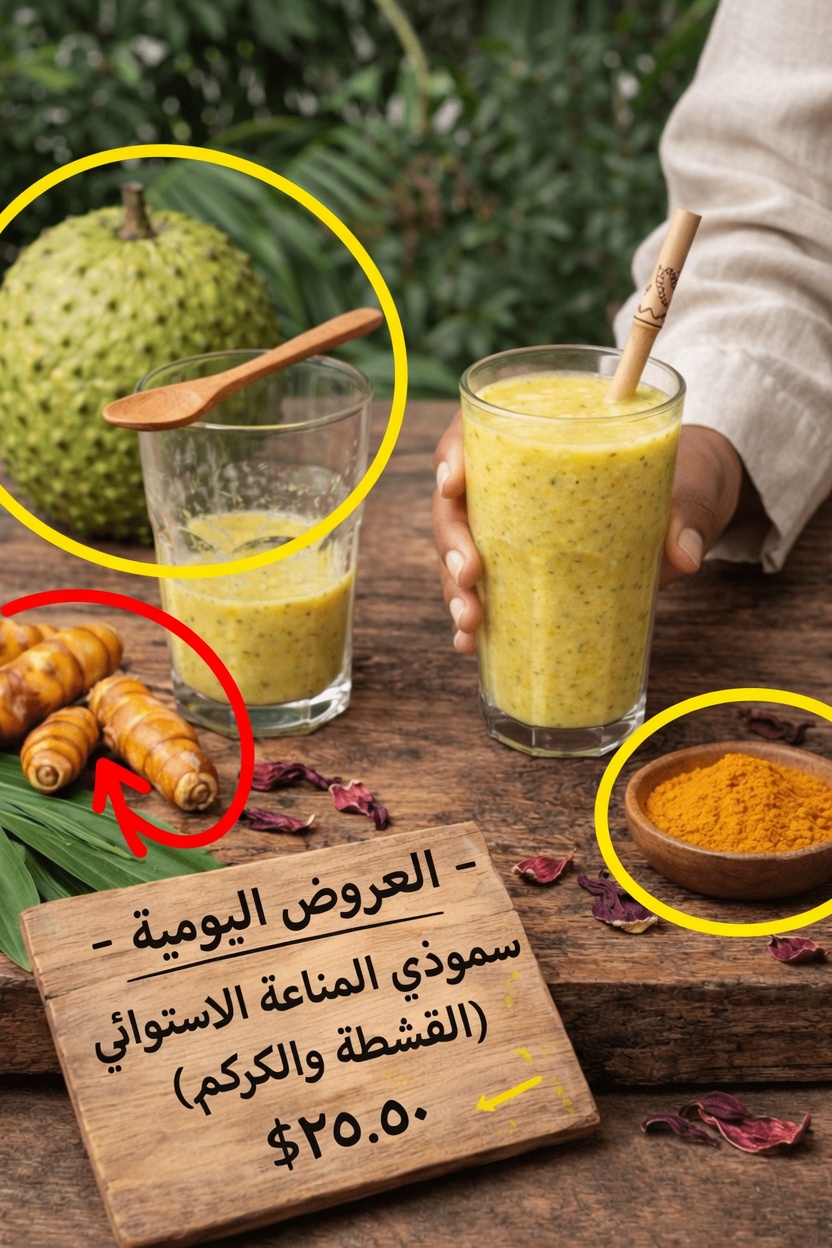 كيفية تحضير سموذي استوائي لذيذ لتقوية المناعة بالقشطة والكركم خطوة بخطوة في المنزل