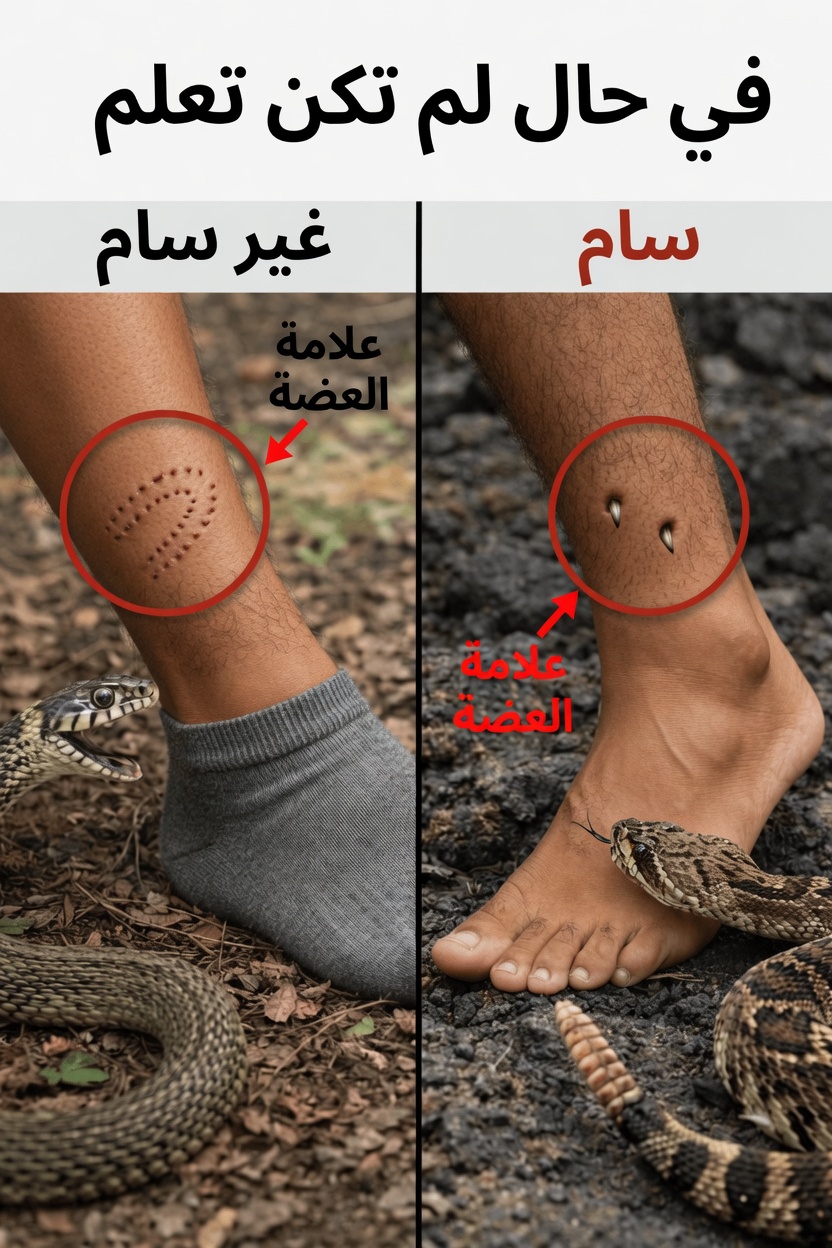 كيفية التمييز بين لدغات الأفاعي السامة وغير السامة: العلامات الأساسية وخطوات الإسعافات الأولية