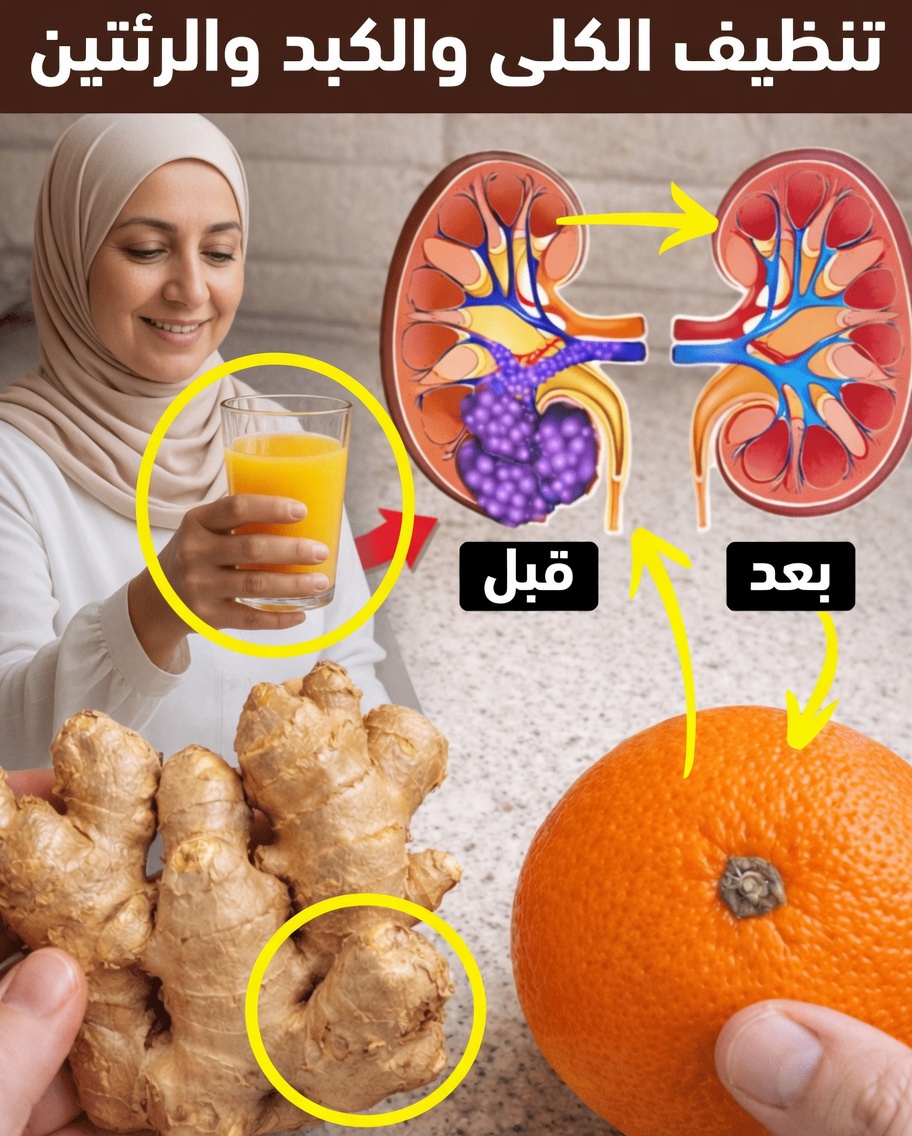 وصفة بسيطة لمشروب الزنجبيل والبرتقال اليومي لدعم صحة الكلى والكبد والرئتين بشكل طبيعي