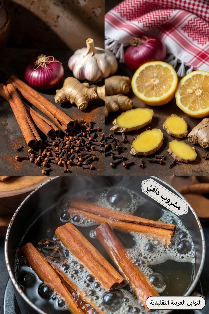 وصفة منزلية بسيطة لنقوع عشبي: استكشاف القرفة والقرنفل والثوم والزنجبيل والليمون والبصل معًا