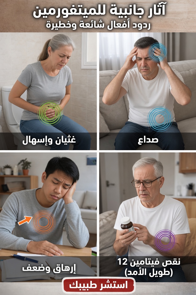 ما الآثار الجانبية الشائعة والخطيرة لدواء الميتفورمين التي يجب أن تعرفها؟