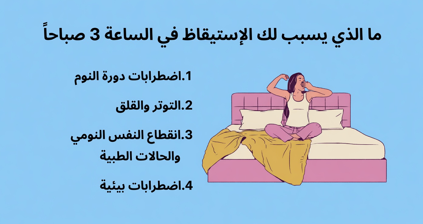لماذا تستيقظ كثيرًا بين الثالثة والرابعة صباحًا؟ فهم الأسباب الشائعة وطرق بسيطة للنوم بشكل أفضل