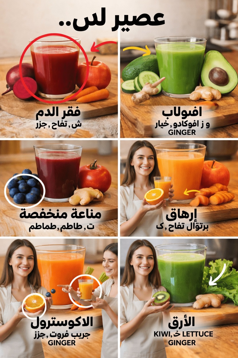اكتشف 6 وصفات شهية لعصائر منزلية تدعم الطاقة والمناعة والنوم الهادئ بشكل طبيعي