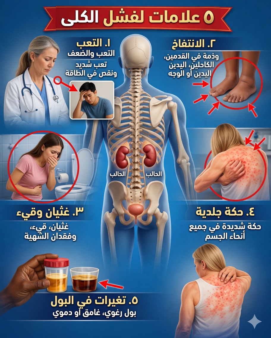 5 علامات لقصور الكلى لا يجب تجاهلها أبداً