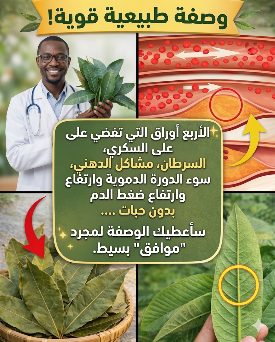 الأوراق الطبية الأربع: أوراق الأفوكادو والجوافة والمانجو والغار — فوائدها واستخدامها الطبيعي 🌿