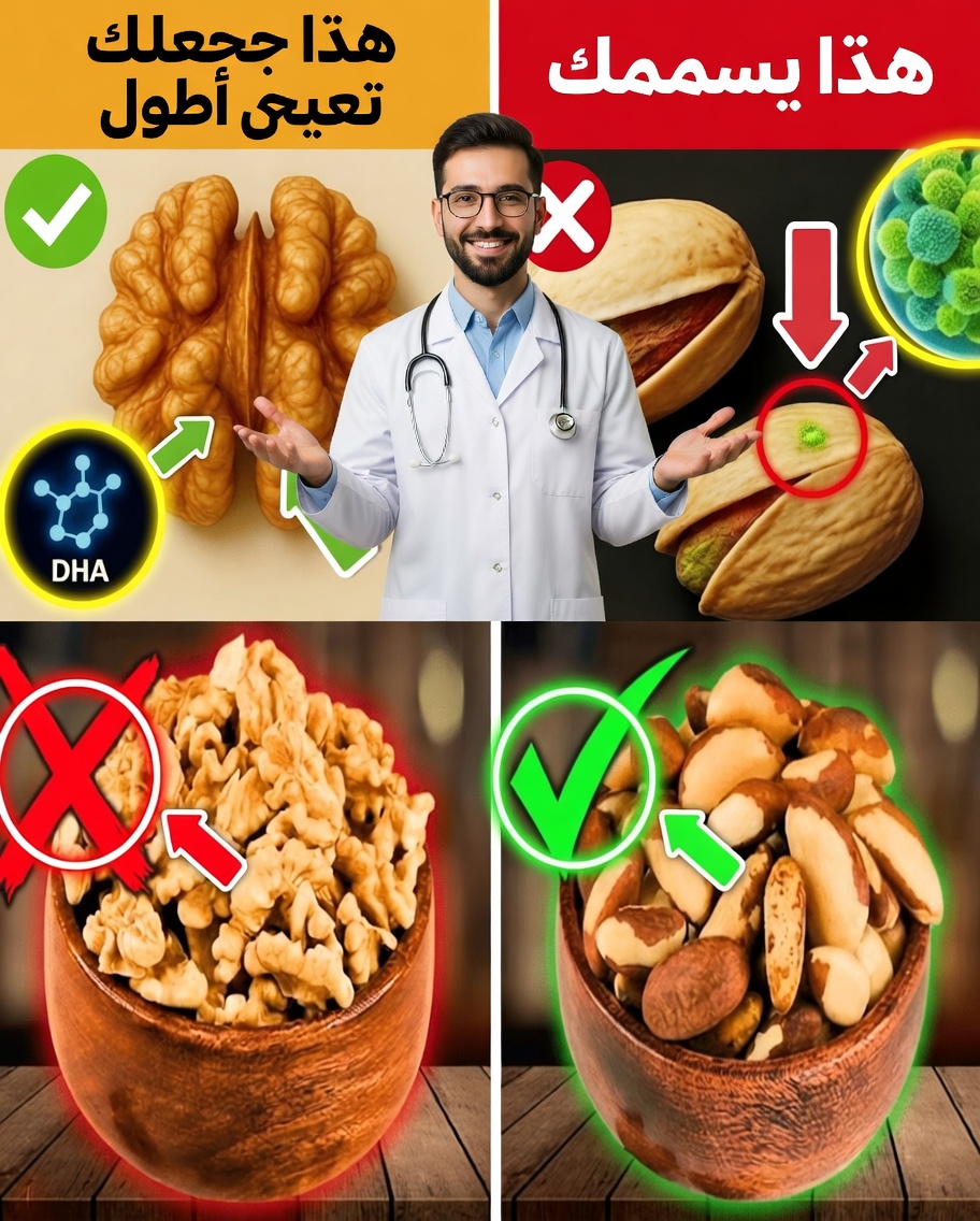 بعد سن الستين: أسوأ 4 أنواع من المكسرات التي يجب تجنبها… وأفضل 4 أنواع لتناولها يوميًا