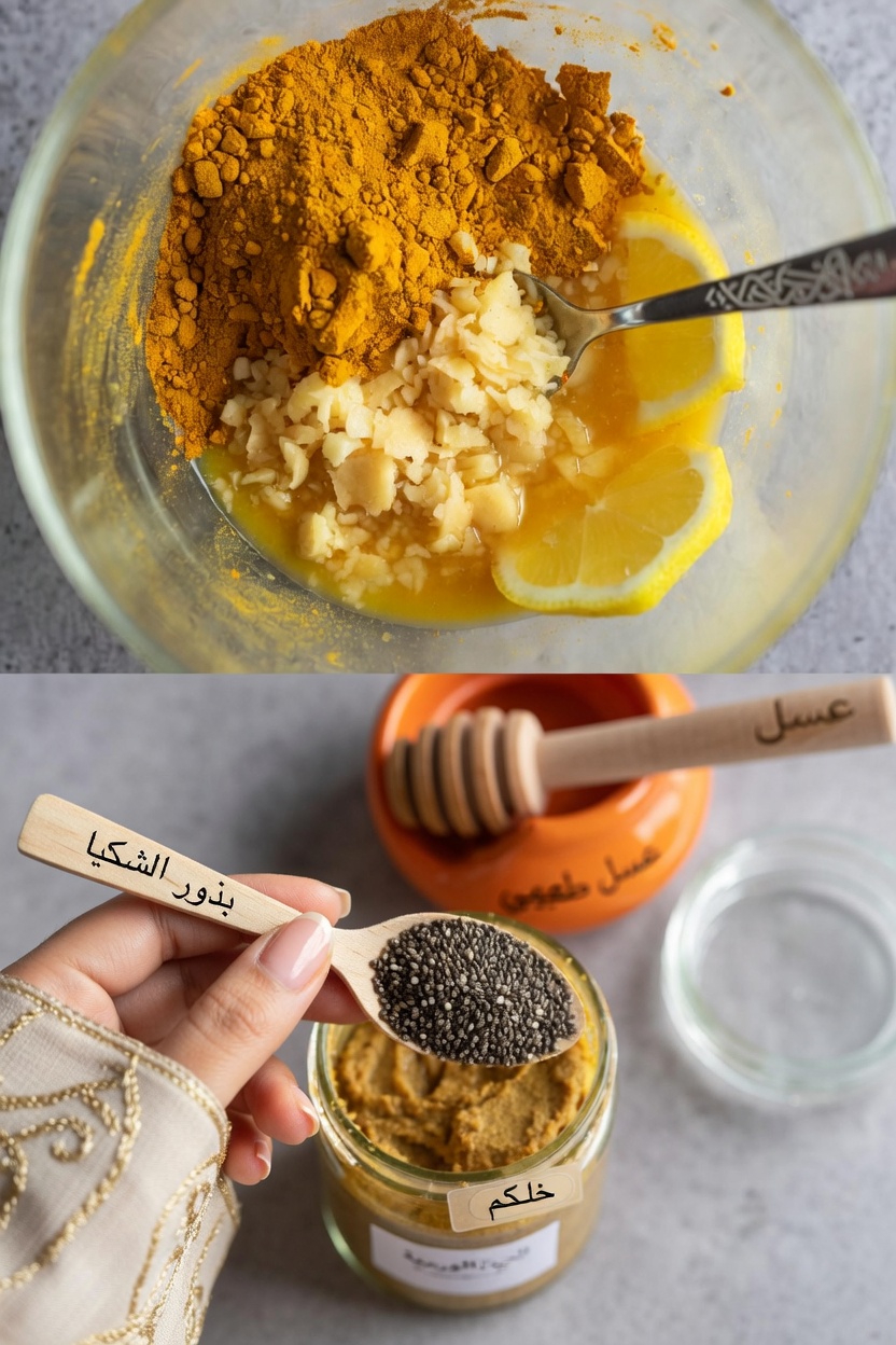 اكتشف هذا المزيج الصباحي الشهير بملعقتين كبيرتين من الكركم والزنجبيل والليمون والعسل وبذور الشيا