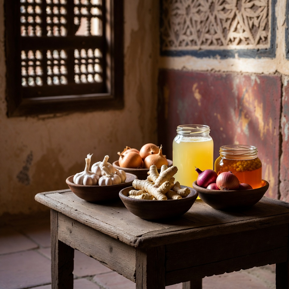علاج طبيعي للإنفلونزا ونزلات البرد: الثوم والزنجبيل والبصل وعصير الليمون والعسل – التعزيز الأمثل للصحة