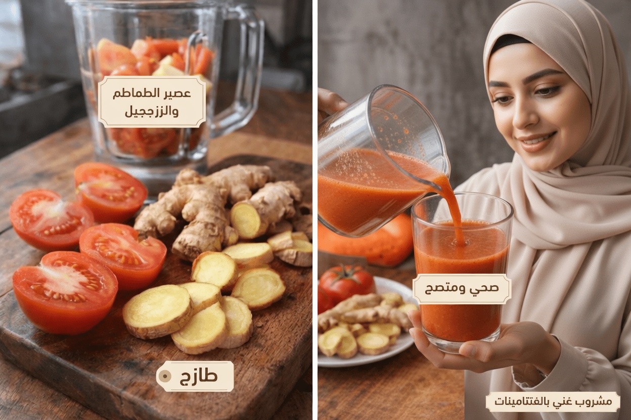 روتين بسيط لمشروب الزنجبيل والطماطم يدعم الطاقة والتركيز يوميًا بشكل طبيعي