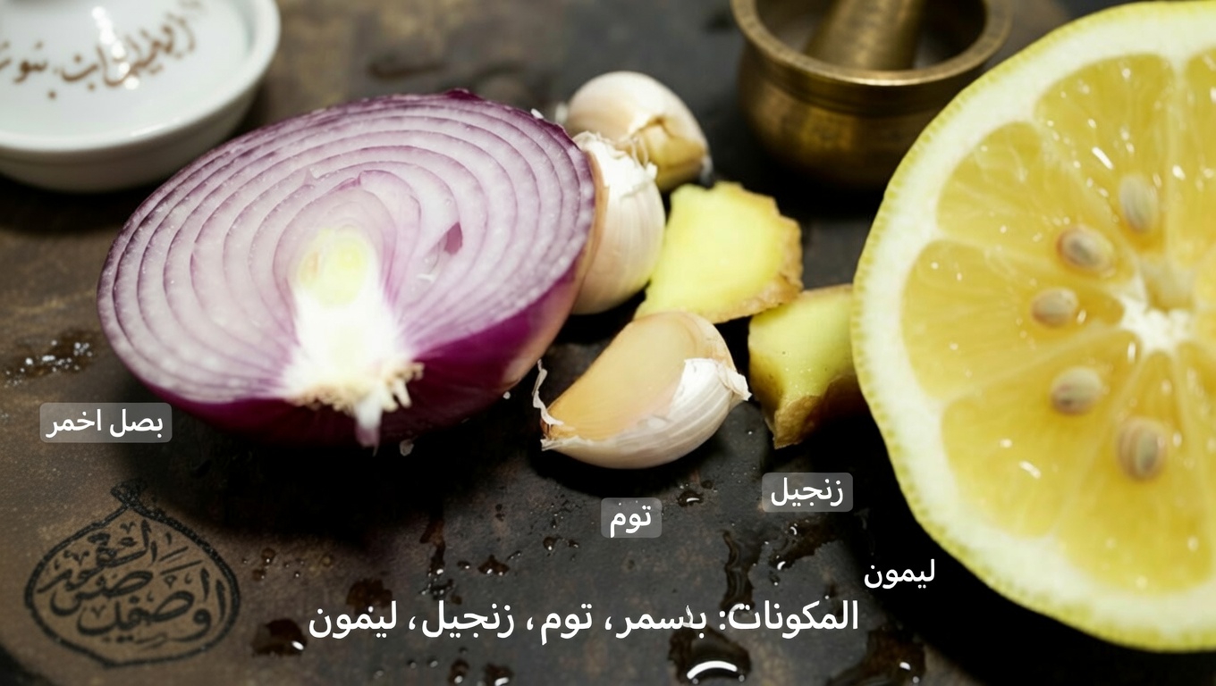 اكتشف القوة اليومية للبصل الأحمر والثوم والزنجبيل وعصير الليمون في روتين مطبخك