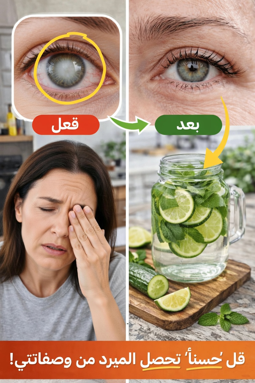عادة يومية بسيطة: ماء الخيار والليمون والنعناع المنعش لراحة العين والترطيب