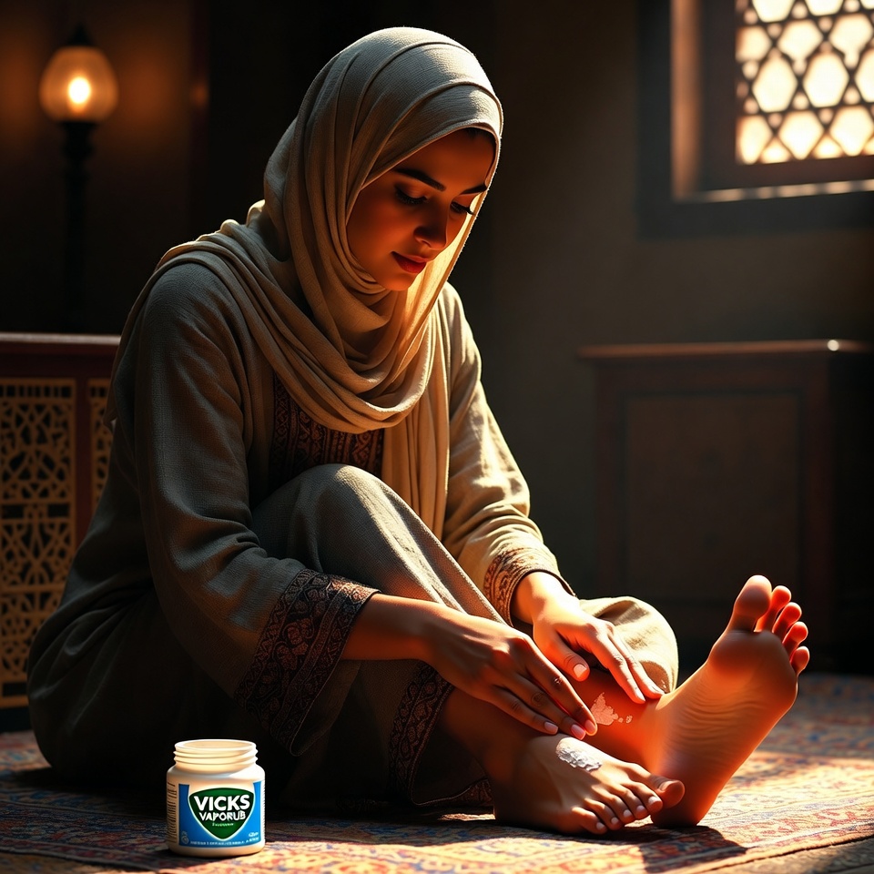 سيدة تدهن فكس فابوراب على قدميها قبل النوم لهذا السبب العبقري