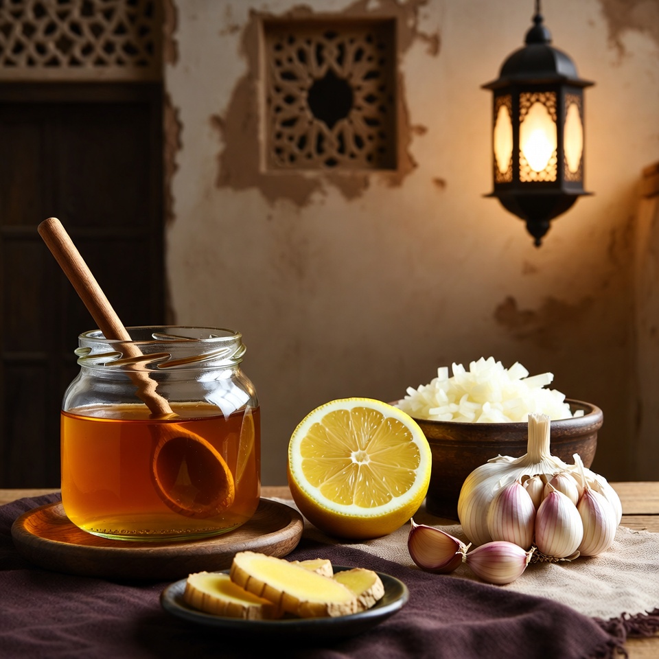 عزِّز صحتك بشكل طبيعي بهذا المزيج القوي من العسل والليمون والبصل والثوم والزنجبيل