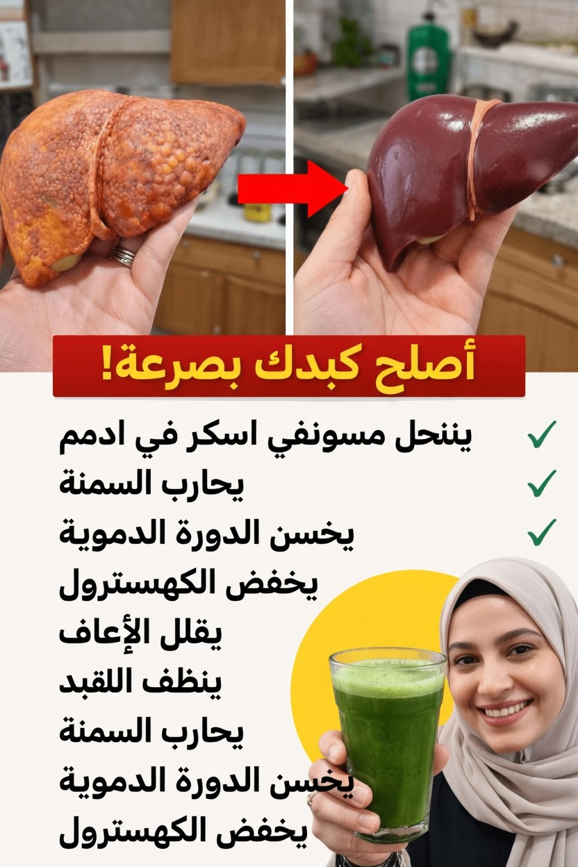 سموثي أخضر بسيط لدعم صحة الكبد، توازن سكر الدم، والصحة العامة