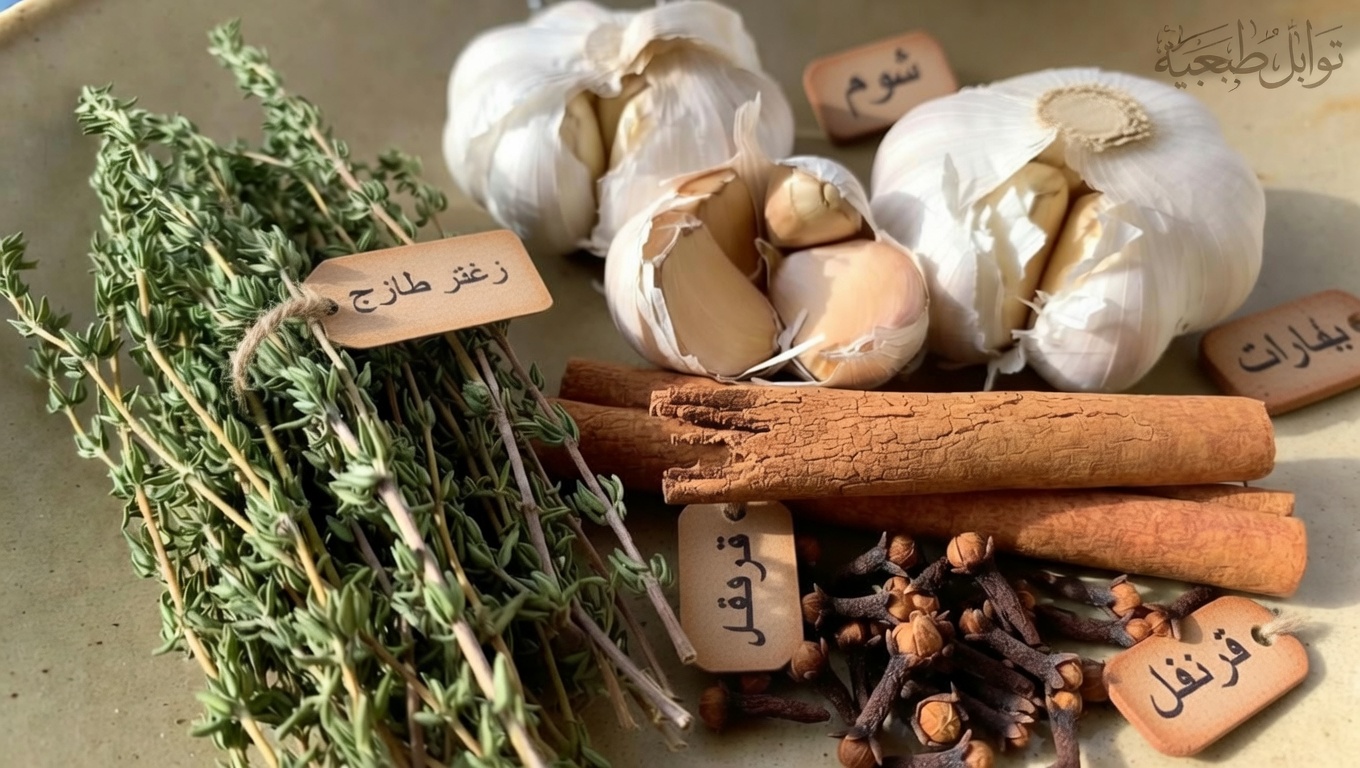 منقوع الأعشاب رباعي المفعول: استكشاف الزعتر والثوم والقرفة والقرنفل في شاي يومي بسيط