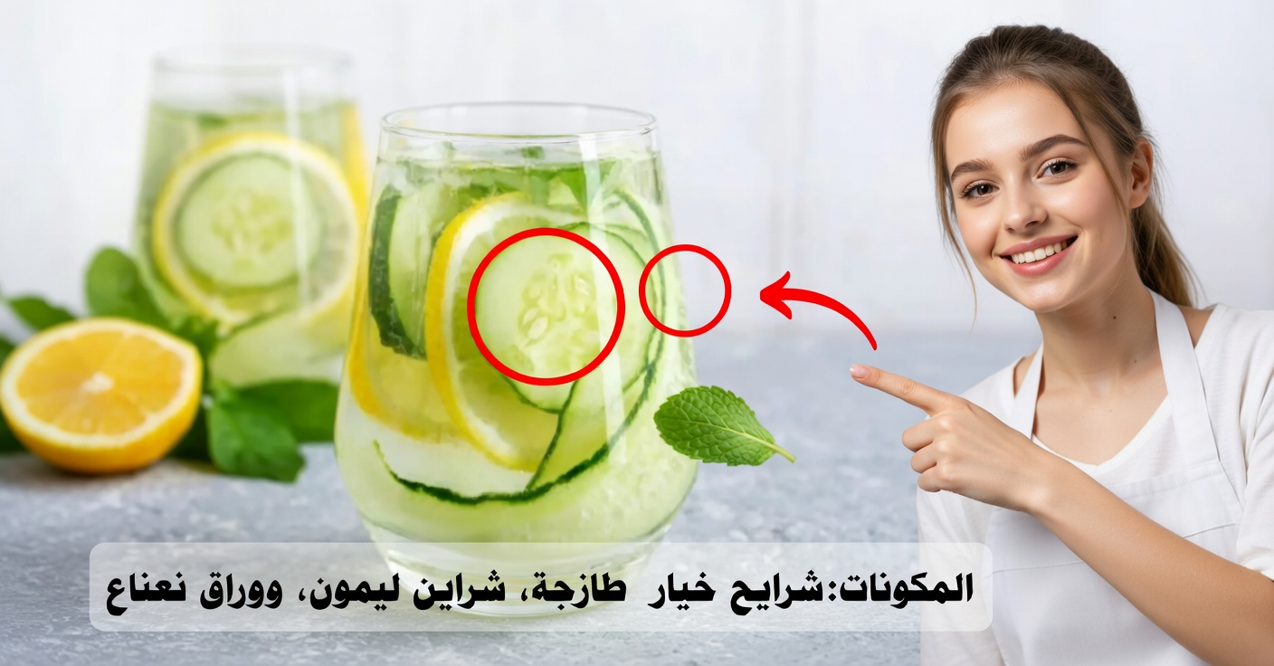 ماء الزنجبيل والخيار والنعناع: مشروب علاجي يومي