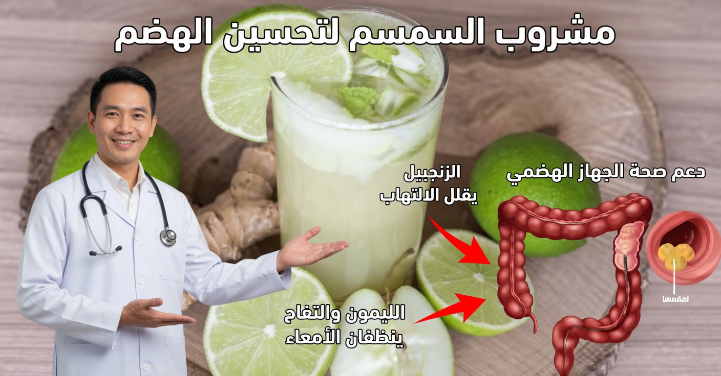 عصير الزنجبيل والتفاح والليمون لتطهير القولون