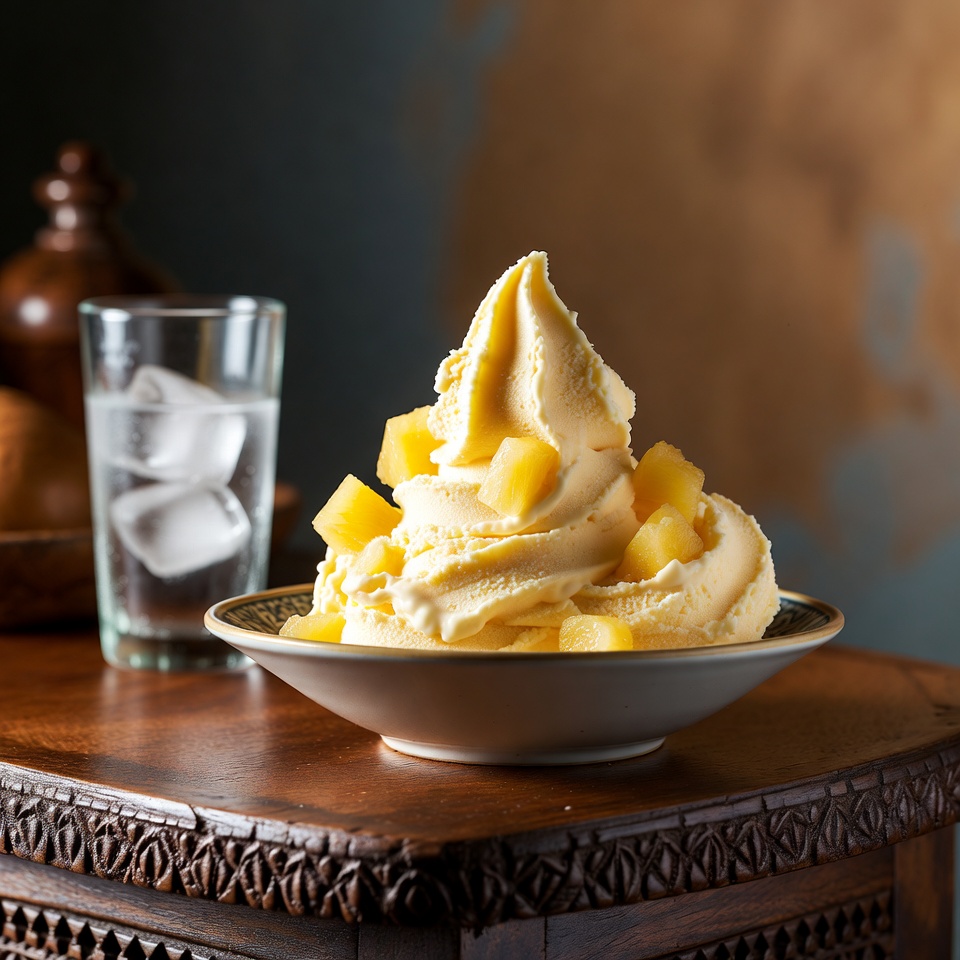 آيس كريم أناناس ناعم منزلي الصنع