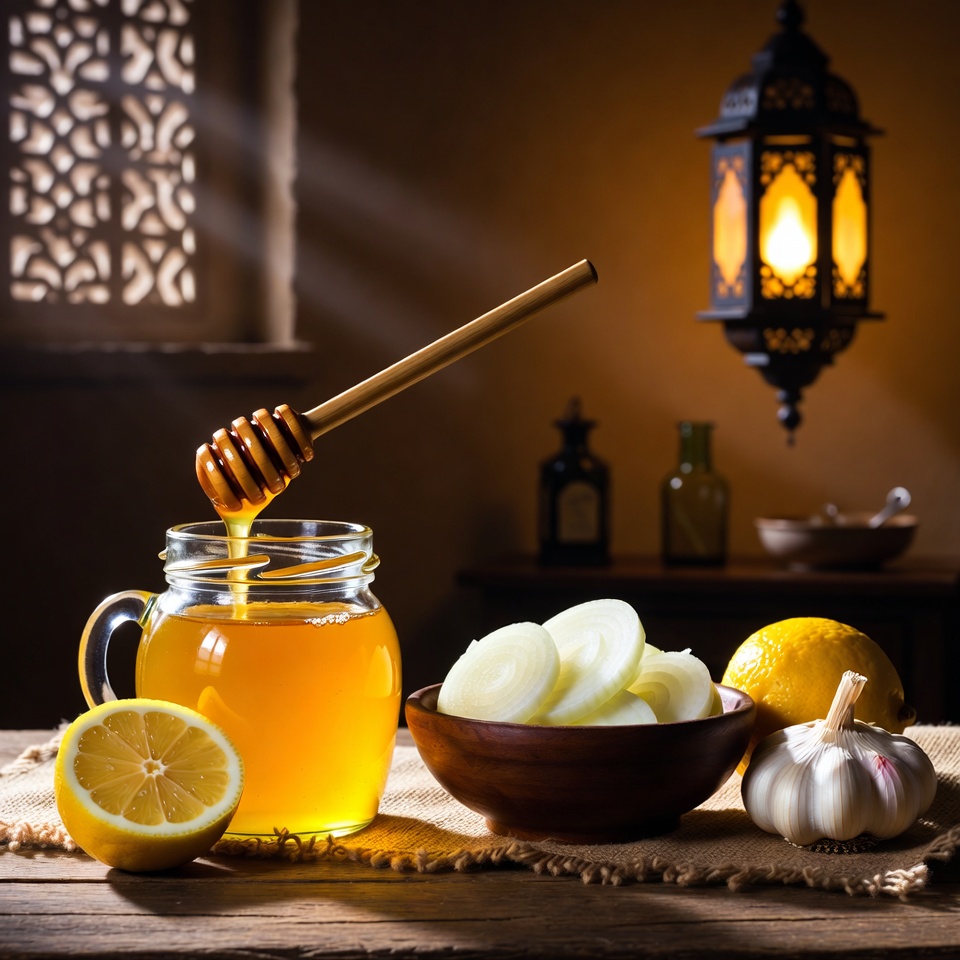 إكسير النشاط الليلي والمناعة: البصل والعسل والليمون والثوم