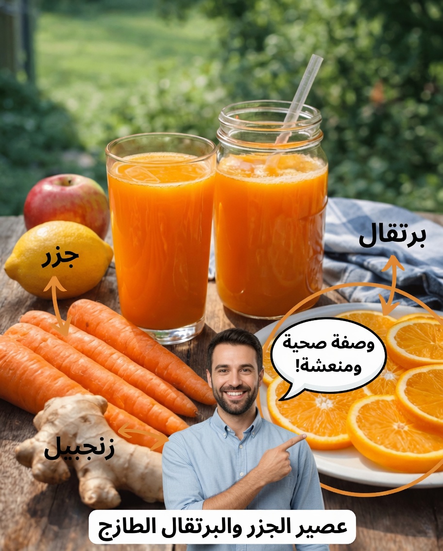كيفية تحضير عصير منعش من الجزر والبرتقال والتفاح والزنجبيل لدعم المناعة يوميًا