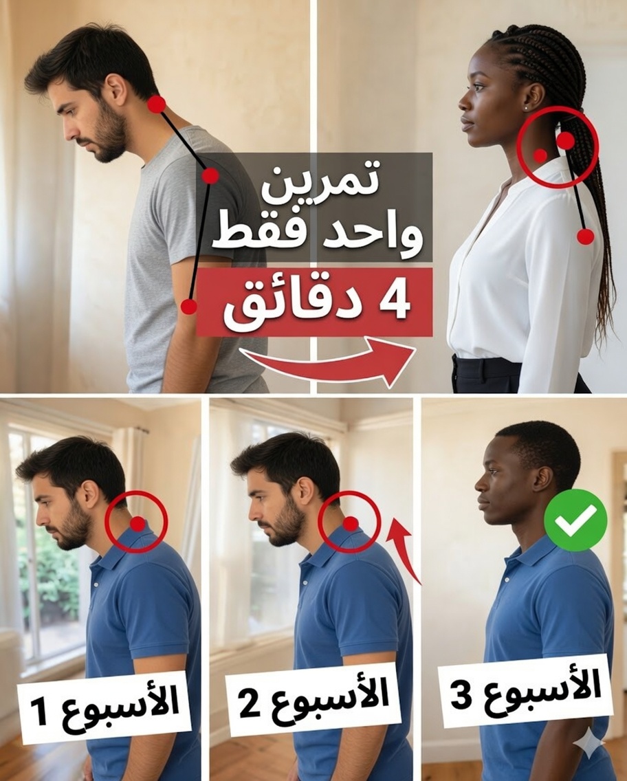 عادة يومية بسيطة لتحسين وضعية الرأس المتقدمة بعد سن الستين في 4 دقائق فقط في المنزل