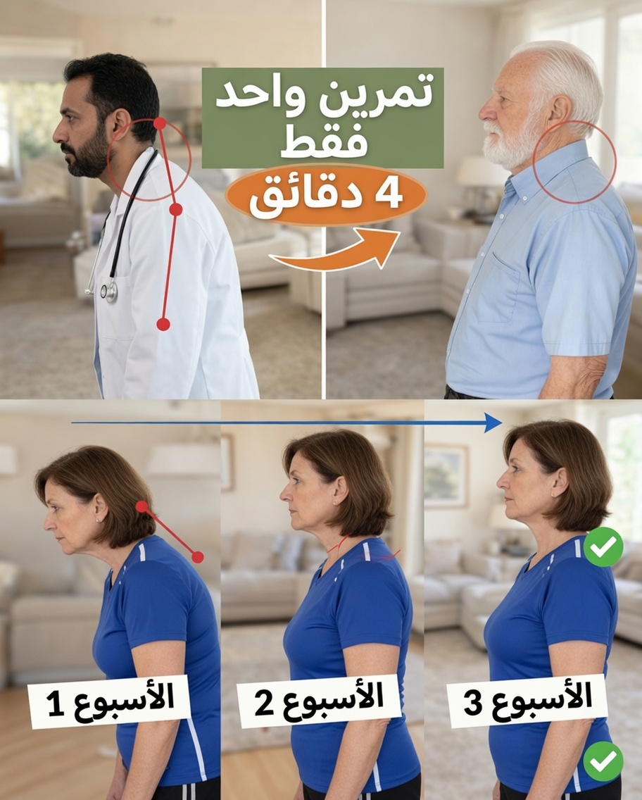 كيفية تحسين وضعية الرأس المتقدّمة إلى الأمام بلطف بعد سنّ الستين – روتين بسيط لمدة 4 دقائق يوميًا